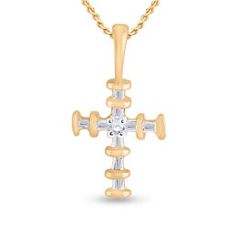 1/8 CTW Womens Round Diamond Cross Pendant 10kt Yellow Gold - REF-8H3R