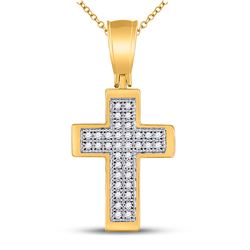 1/10 CTW Womens Round Diamond Cross Pendant 10kt Yellow Gold - REF-13V2Y