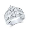 Image 1 : 2 CTW Womens Round Diamond Right Hand Cluster Ring 14kt White Gold - REF-184A3M