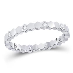 1/10 CTW Womens Round Diamond Machine-Set Band Ring 14kt White Gold - REF-20M5F