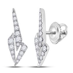 1/2 CTW Womens Round Diamond Fashion Earrings 14kt White Gold - REF-51W8H