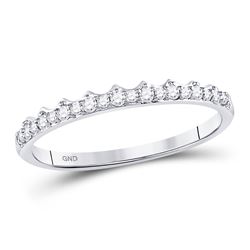 1/6 CTW Womens Round Diamond Slender Scalloped Stackable Band Ring 10kt White Gold - REF-14Y4N