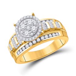 1/2 CTW Round Diamond Cluster Bridal Wedding Engagement Ring 10kt Yellow Gold - REF-42W8H