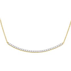 1 CTW Womens Round Diamond Curved Bar Necklace 14kt Yellow Gold - REF-81R7X