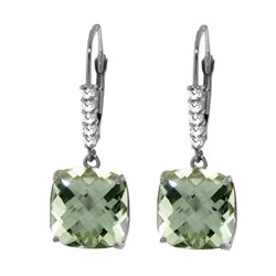 Genuine 7.35 ctw Green Amethyst & Diamond Earrings 14KT White Gold - REF-57N3R