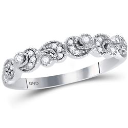 1/10 CTW Womens Round Diamond Crescent Stackable Band Ring 14kt White Gold - REF-29R4X