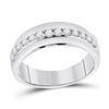 Image 1 : 1/2 CTW Mens Round Diamond Wedding Single Row Band Ring 14kt White Gold - REF-78X5T