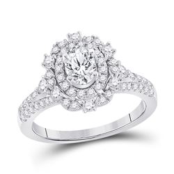 1 & 1/4 CTW Oval Diamond Solitaire Bridal Wedding Engagement Ring 14kt White Gold - REF-224Y9N