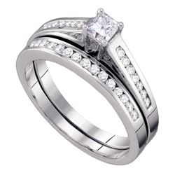 1/2 CTW Princess Diamond Bridal Wedding Ring Band Set 10kt White Gold - REF-47V9Y