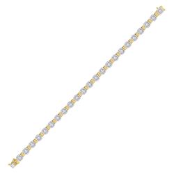 2 & 1/5 CTW Womens Round Diamond Cluster Link Bracelet 14kt Yellow Gold - REF-224A9M