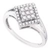 Image 1 : 1/4 CTW Womens Round Diamond Diagonal Square Cluster Ring 10kt White Gold - REF-29F4W