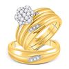 Image 1 : 3/8 CTW His Hers Round Diamond Cluster Matching Wedding Set 10kt Yellow Gold - REF-51H2R