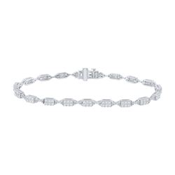 2 CTW Womens Round Diamond Fashion Bracelet 14kt White Gold - REF-184T3V