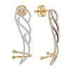 Image 1 : 1/3 CTW Womens Round Diamond Angel Wing Climber Earrings 10kt Yellow Gold - REF-34H3R