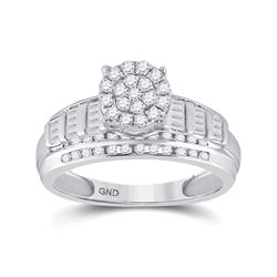 1/2 CTW Round Diamond Cluster Bridal Wedding Engagement Ring 10kt White Gold - REF-42T8V
