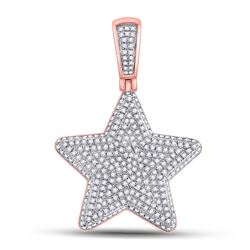 7/8 CTW Mens Round Diamond Star Charm Pendant 10kt Rose Gold - REF-58Y5N
