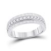 Image 1 : 1/2 CTW Mens Round Diamond Wedding Single Row Band Ring 10kt White Gold - REF-68M2F