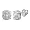 Image 1 : 1/10 CTW Mens Round Diamond Circle Disk Cluster Earrings 10kt White Gold - REF-15F2W