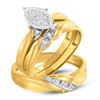 Image 1 : 1/10 CTW His Hers Round Diamond Cluster Matching Wedding Set 10kt Yellow Gold - REF-40H9R