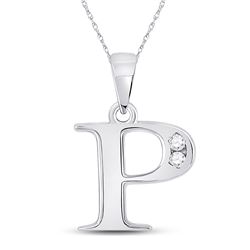 1/20 CTW Womens Round Diamond P Initial Letter Pendant 10kt White Gold - REF-10H9R
