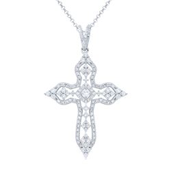 1.01 CTW Diamond Pendant 14K White Gold - REF-93Y3X