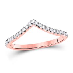 1/5 CTW Womens Round Diamond Chevron Stackable Band Ring 10kt Rose Gold - REF-24R5X