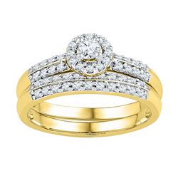 1/2 CTW Round Diamond Bridal Wedding Ring 10kt Yellow Gold - REF-51N8A
