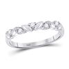 Image 1 : 1/10 CTW Womens Round Diamond 5-Stone Stackable Band Ring 14kt White Gold - REF-17Y6N