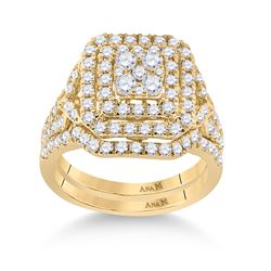 1 & 1/4 CTW Round Diamond Bridal Wedding Ring 14kt Yellow Gold - REF-126W2H