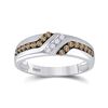 Image 1 : 1/3 CTW Mens Round Brown Diamond Wedding Band Ring 10kt White Gold - REF-34T3V