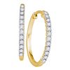Image 1 : 1/4 CTW Womens Round Diamond Slender Single Row Hoop Earrings 10kt Yellow Gold - REF-24T5V