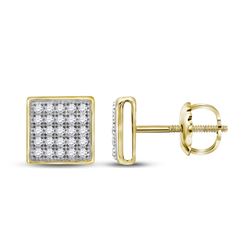 1/6 CTW Womens Round Diamond Square Earrings 10kt Yellow Gold - REF-13H5R