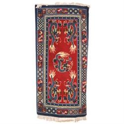 Wool Weaving Dragon Rug From TibetColourful #1199965
