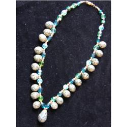 Gem Mosaic & Hand-Faceted Glass Bead Necklace #1200058