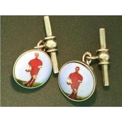 Vintage Sterling Silver Rugby Award Cufflinks #1200060