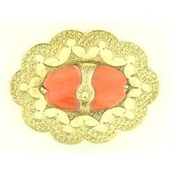 Antique Coral and 14k Y Gold Pin #1200075