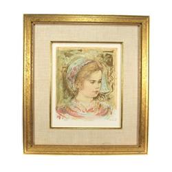 Edna Hibel Signed Lithograph Print  Young Girl #1200143