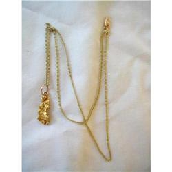 22K Y GOLD SCULPTURE FREE FORM NUGGET & CHAIN #1200192