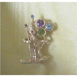 14K Y GOLD & GEM SET "CLOWN" PIN/PENDANT #1200203