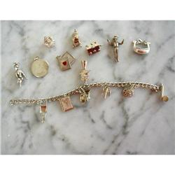 ANTIQUE STERLING (15) MOVABLE CHARMS BRACELET #1200209