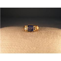 Antique 14K 10K YG Gold Diamond Sapphire Ring #1200282