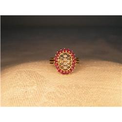 Estate 14K 10K Gold Filigree Ruby Diamond Ring #1200284