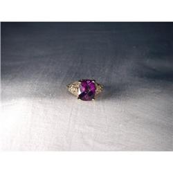 Estate 14K WG White Gold Filigree Amethyst Ring#1200285