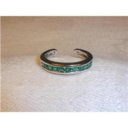 Estate 14K WG Gold Emerald Eternity Band Ring #1200301