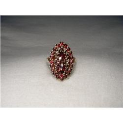 Estate 14K Gold Filigree Marquise Garnet Ring #1200302