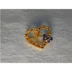 14K YG Gold Citrine Amethyst Butterfly Brooch  #1200418