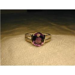 Estate 14K WG White Gold Amethyst Diamond Ring #1200427