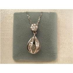 Estate 14K WG Raw Diamond Drop Necklace Pendant#1200554
