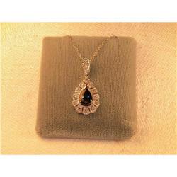 Estate 14K WG Gold Diamond Sapphire Necklace #1200555