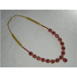 Estate 24K 22K YG Gold 40 CT Ruby Necklace #1200558